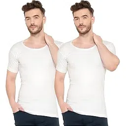 silver stork Men's 100% Cotton Half Sleeve Round Neck Vest – Soft & Breathable Dailywear Baniyan, Pack of 2/3/5/10 (White)-picture-13
