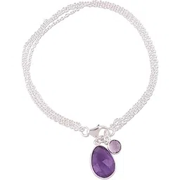 silver tree 925 sterling Silvertree925 Fashionable Real Amethyst Gemstone in PURE Sterling Silver Bracelet for Girls and Women (ST1198)-picture-11