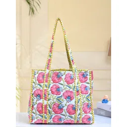 Silvermerc Designs Floral Printed Shopper Tote Bag with Quilted-picture-22