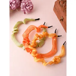 Silvermerc Designs Girls Set of 3 Orange & Gold-Toned Hairband-picture-32