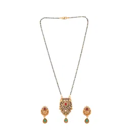 Silvermerc Designs Gold-Plated Stone-Studded & Beaded Mangalsutra image 2