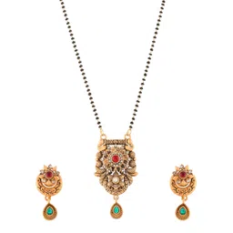 Silvermerc Designs Gold-Plated Stone-Studded & Beaded Mangalsutra image 3