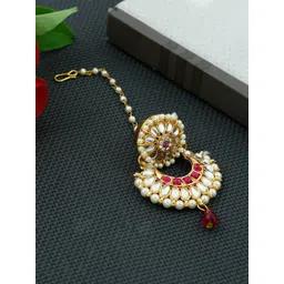 Silvermerc Designs Gold-Plated Stone Studded Maang Tikka Head Jewellery-picture-15