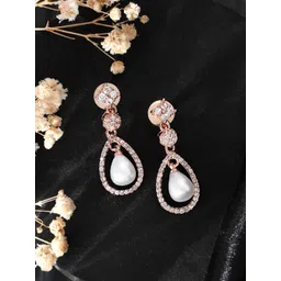 Silvermerc Designs Rose Gold-Plated Teardrop Shaped Drop Earrings-picture-21