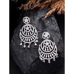 Silvermerc Designs Silver-Plated American Diamond Classic Chandbalis-picture-29