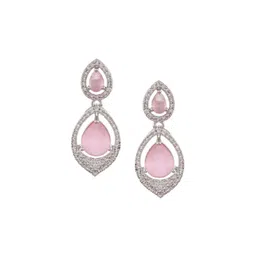 Silvermerc Designs Silver-Plated American Diamond Studded Drop Earrings image 2