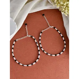 Silvermerc Designs Silver-Plated Artificial Beaded Kada Anklet-picture-36