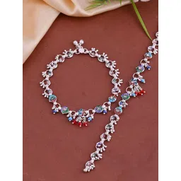 Silvermerc Designs Silver-Plated Artificial Beads Beaded and Intricate Design Anklet-picture-24