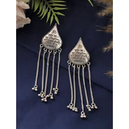 Silvermerc Designs Silver-Plated Diamond Shaped Artificial Beaded Drop Earrings-picture-25