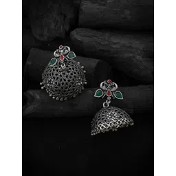 Silvermerc Designs Silver-Plated Dome Shaped Jhumkas-picture-39