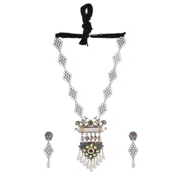 Silvermerc Designs Silver-Plated Kundan-Studded Jewellery Set-picture-22