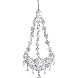 silvermerc designs SilvermercDesigns American Diamond Bridal Paasa Maangtika for Women-picture-14