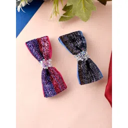 Silvermerc Designs Women Multicoloured Set of 2 Embellished French Barrette-picture-27