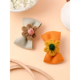 Silvermerc Designs Women Orange & Silver-Toned Set of 2 Embellished Alligator Hair Clip-picture-31