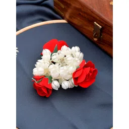 Silvermerc Designs Women White & Red Embellished Hair Accessory Set For Bun-picture-30