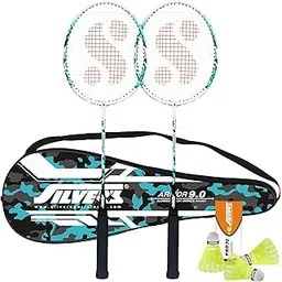 Silver's Jointless Aluminium Alloy Composite Armor Badminton Kit (2 Racquets with Full Cover, 1 Box Nylon Shuttlecock Pack of 3)(Green/White)-picture-36