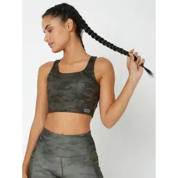 SILVERTRAQ Olive Camo Print Full Coverage Sports Bra-image-5