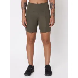 SILVERTRAQ Olive Polyester Relaxed Fit Cycling Shorts-picture-18