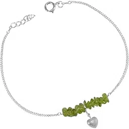 silvesto india Peridot Gemstone 925 Sterling Silver Single Piece Anklet PG-155870 image 1
