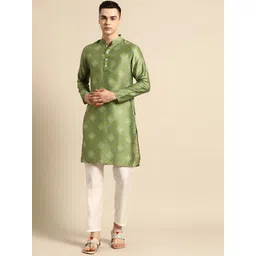 simaaya Sayisha Men Bandhani Printed Pure Silk Kurta with Trousers-picture-13