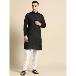 simaaya Sayisha Men Embroidered Sequinned Pure Cotton Kurta with Pyjamas-picture-10