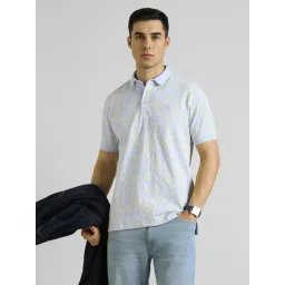 Simon Carter London Blue Cotton Slim Fit Printed Polo T-Shirt-picture-15