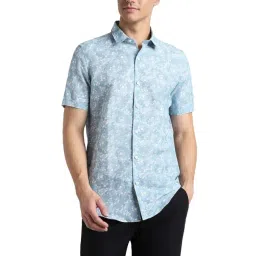 Simon Carter London Blue Printed Slim Fit Shirt-picture-35