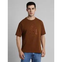 Simon Carter London Brown Cotton Regular Fit Embroidered T-Shirt-picture-40
