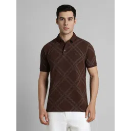Simon Carter London Brown Cotton Slim Fit Printed Polo T-Shirt-picture-11