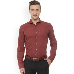 SIMON CARTER LONDON Men Maroon Slim Fit Printed Formal Shirt-picture-16