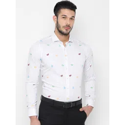 SIMON CARTER LONDON Men White Slim Fit Printed Formal Shirt-picture-27