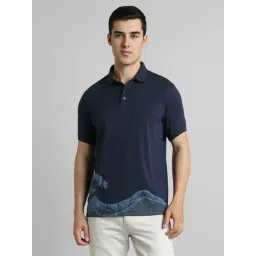 Simon Carter London Navy Cotton Slim Fit Graphic Polo T-Shirt-picture-23
