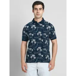 Simon Carter London Navy Cotton Slim Fit Printed Polo T-Shirt-picture-13