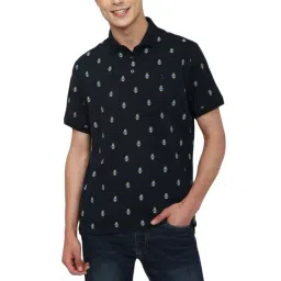 Simon Carter London Navy Printed Slim Fit Polo T-Shirt-picture-44