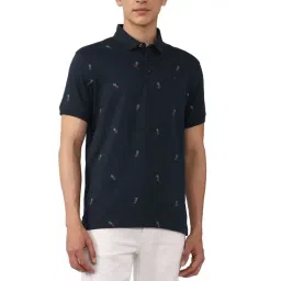Simon Carter London Navy Printed Slim Fit Polo T-Shirt-picture-29