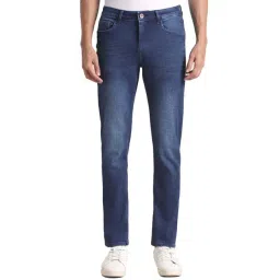 Simon Carter London Slim Fit Blue Lightly Washed Mid Rise Jeans-picture-10