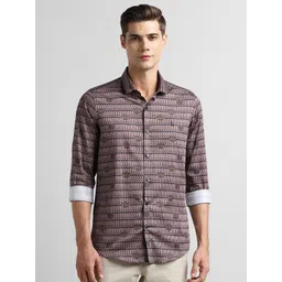 SIMON CARTER LONDON Slim Fit Geometric Printed Pure Cotton Casual Shirt-picture-39