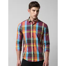 SIMON CARTER LONDON Slim Fit Tartan Checks Pure Cotton Casual Shirt-picture-20