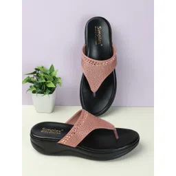 Simplex Footwear Women Embellished T Strap Flats-picture-42