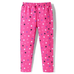 Simply Cotton Lycra Knit Full Length Star Printed Leggings - Dark Pink-picture-18