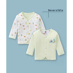 Simply Interlock Knit Full Sleeves Animal Printed Reversible Vest - Mint-image-23