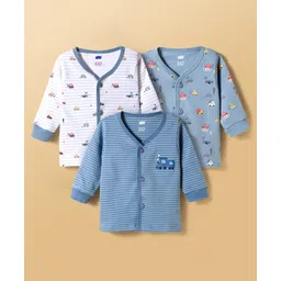 Simply Interlock Knit Full Sleeves Jhablas With Vehicle Print Pack Of 3 - White Blue & Light Blue-image-37