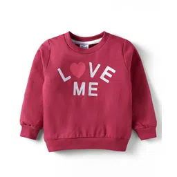 Simply Looper Knit Full Sleeves T-Shirt With Love Me Text Print - Maroon-picture-27