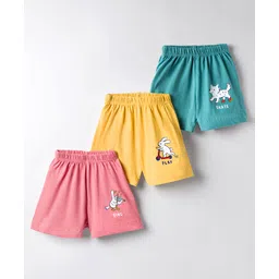 Simply Sinker Knit Shorts with Animal Graphic Pack of 3 - Mustard Turquoise & Dark Peach-picture-27