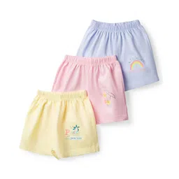 Simply Sinker Knit Shorts With Text Print Pack Of 3 - Pink Purple & Yellow-picture-20