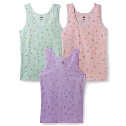 Simply Sinker Knit Sleeveless Slips With Floral Print Pack Of 3 - Lilac Mint & Pink-picture-28