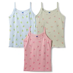 Simply Sinker Knit Sleeveless Slips With Fruits Print Pack Of 3 - Pink Light Blue & Mint-picture-16