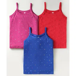 Simply Sinker Knit Slips With Butterfly & Hearts Print Pack Of 3 - Red Pink & Navy Blue-picture-18