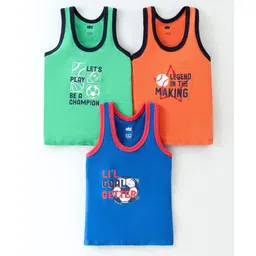 Simply Sinker Sleeveless Game Theme Printed Vests Pack of 3 - Deep Blue Orange & Green-picture-24