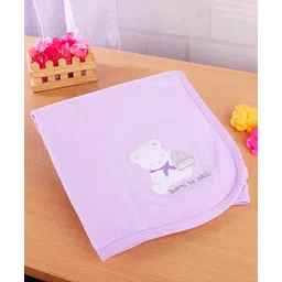 Simply Terry Cotton Knit Teddy  Embroidery Towel & Wrapper  L 80 x B 80 cm -  Lilac-picture-11